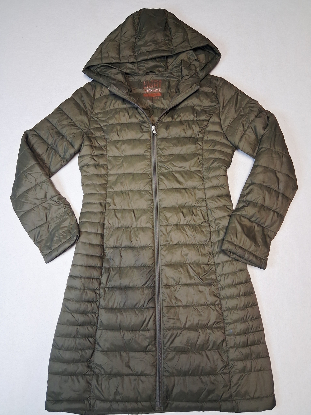 Love Tree Olive Ultra Light Packable Quilted Hooded Puffer Jacket